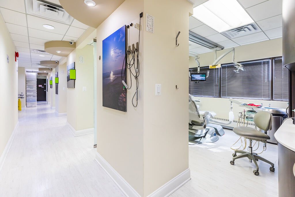 a room with a wall of drawers and a wall of drawers  at RTC Dental in Reston, VA for Emergency dentist Reston services.